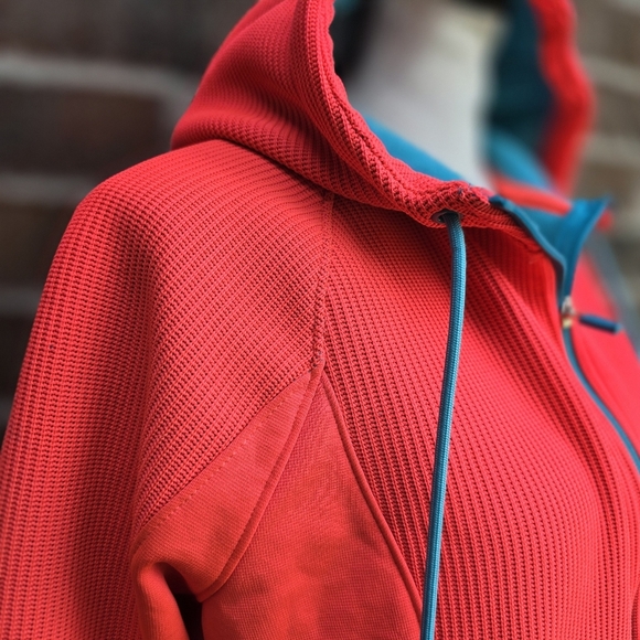 Swiss Tech Women's Vibrant Red Orange Pinkish Hoodie with Blue Trim - Picture 5 of 14